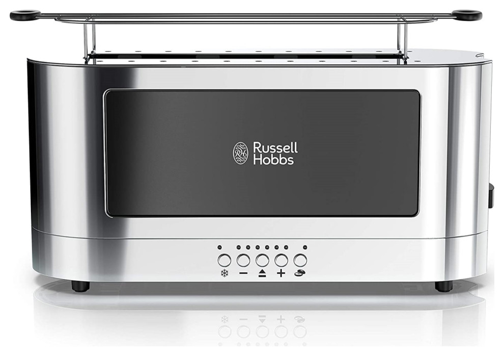 Russell Hobbs Glass Accented Long Toaster, Black & Stainless Steel, 2