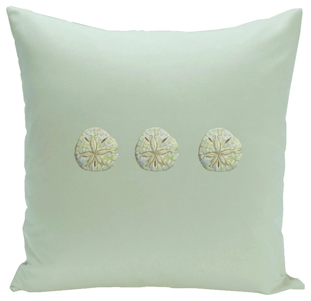Polyester Decorative Pillow, Three Sanddollars, Green, 18"x18"