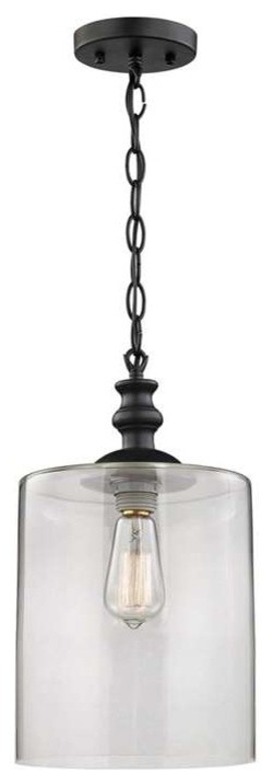 Bergen 1-Light Pendant, Oil Rubbed Bronze and Clear Glass