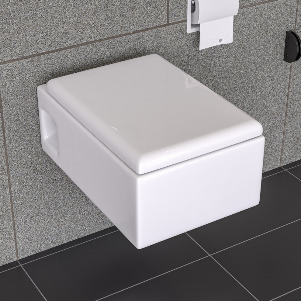 Square Modern White Ceramic Wall Mounted Toilet