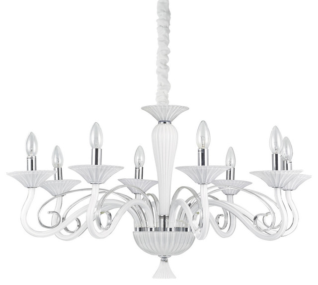Ideal Lux Maximilian 8-Light White Coloured Glass Chandelier