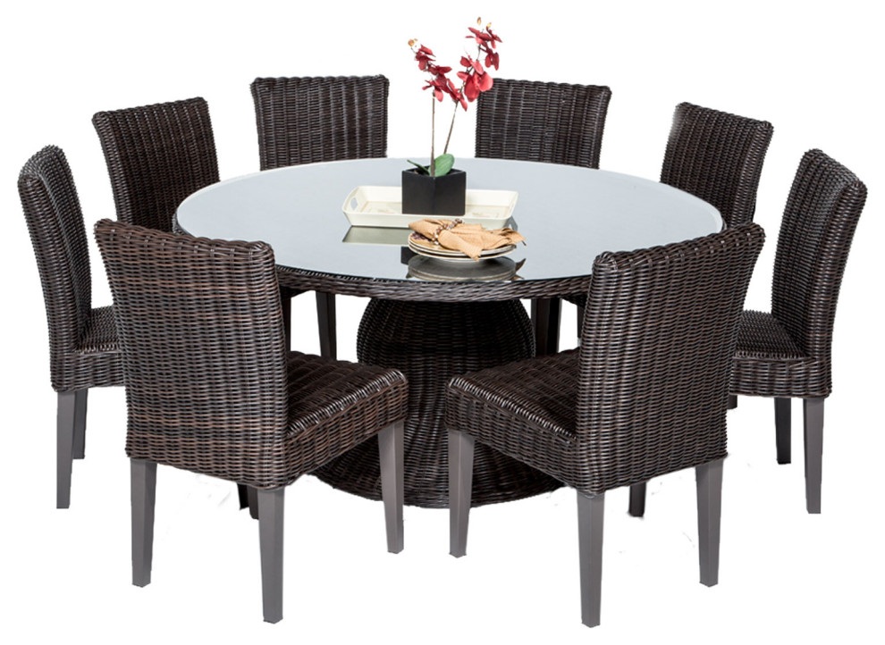 Venice 60 Outdoor Patio Dining Table With 8 Armless Chairs Tropical Sets By Design Furnishings Houzz Venice 60 Outdoor Patio Dining Table, 60 Inch Round Dining Table Set