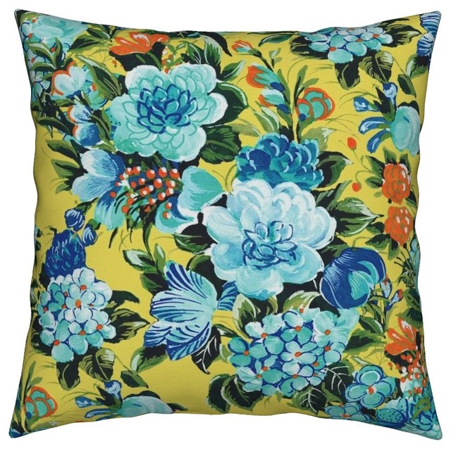 Midcentury 50s Modern Floral Flowers Hawaii Throw Pillow