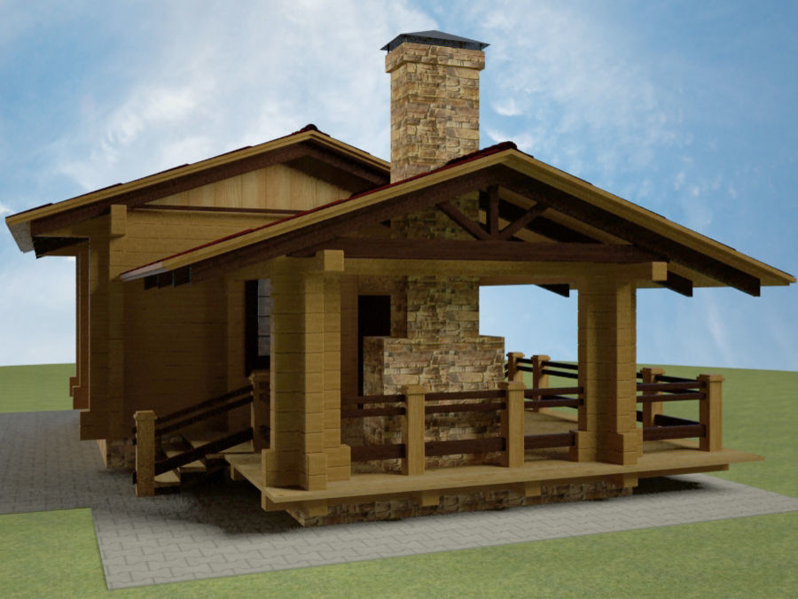 Баня с верандой