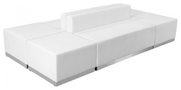 Hercules Alon Series Melrose White Leather Reception Configuration, 6 Pieces
