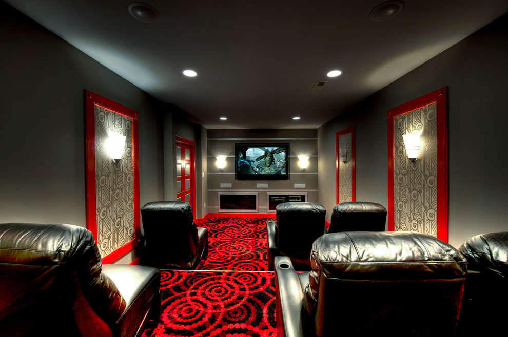 Photo of an eclectic home theatre in DC Metro.