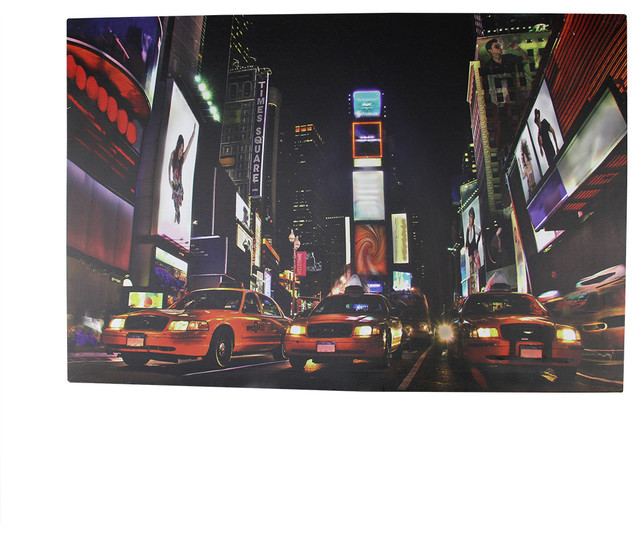Battery Operated 8 LED NYC Broadway Time Square Canvas Wall Hanging, 23.5"