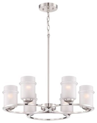Omega 6 Light Chandelier with Silver Platinum Finish