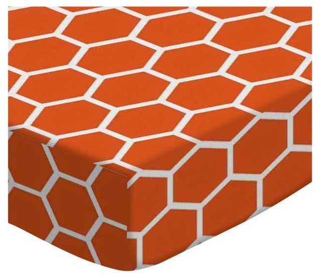 Fitted Sheet, Fits BabyBjorn Travel Crib Light, Burnt Orange Honeycomb
