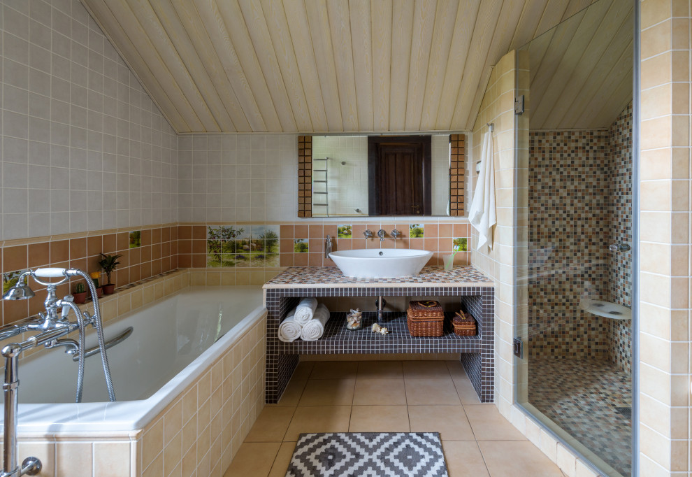 Example of a country bathroom design in Moscow