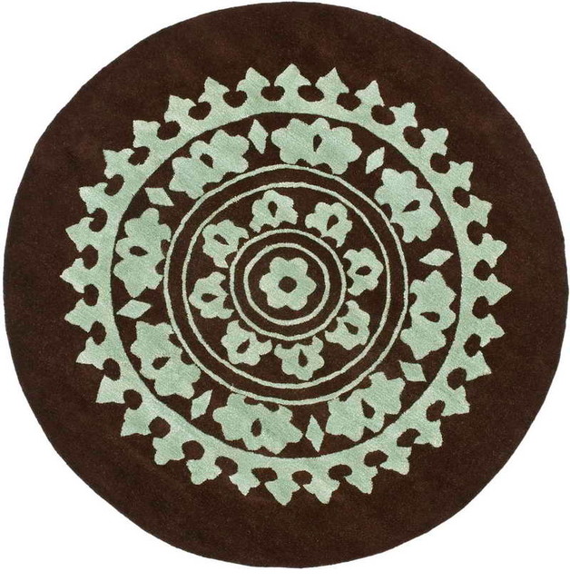 Soho Rug, Brown/Teal, 6 ft. Round Area Rugs by Eager House