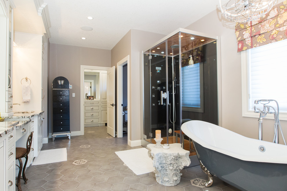 Example of a transitional bathroom design in Edmonton