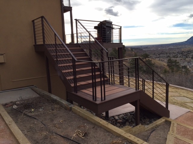 Inspiration for a mid-sized contemporary backyard deck remodel in Denver with no cover