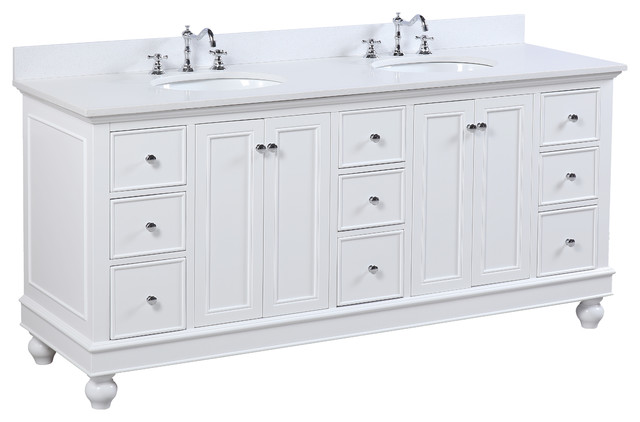 Bella 72 Double Bath Vanity Traditional Bathroom Vanities And Bella 72 Double Bath Vanity Base White Top Quartz