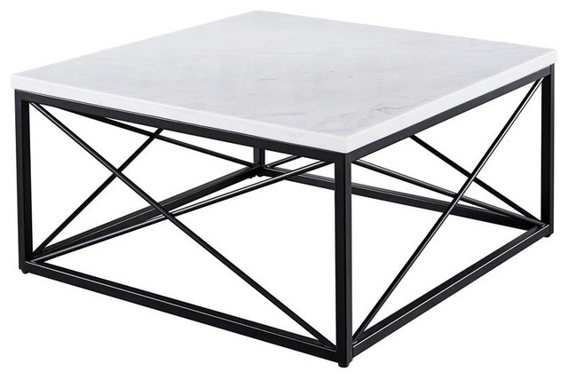 Skyler White Marble Top Square Cocktail Table