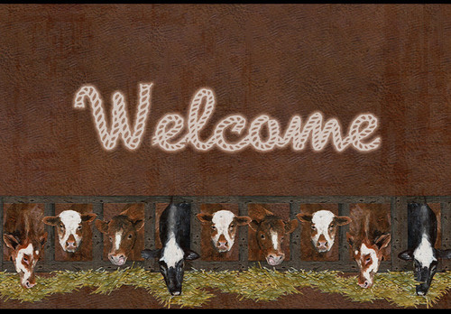 Welcome Mat with Cows Door Mat, Indoor Rug or Outdoor Welcome Mat 24x36 Doormat