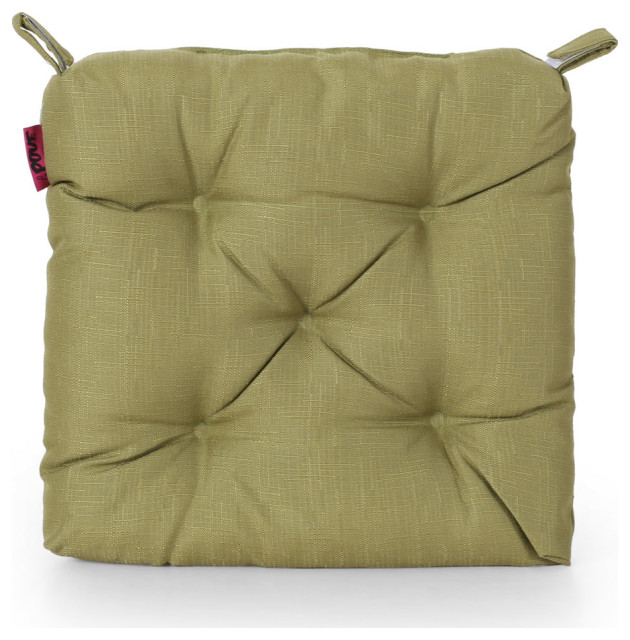 Teresa Outdoor Fabric Classic Tufted Chair Cushion, Muted Green