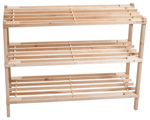 3Tier Wood Storage Shoe Rack by Lavish Home Traditional Shoe