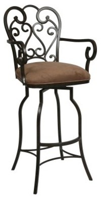 Pastel Magnolia 26 in. Swivel Counter Stool with Arms - Autumn Rust