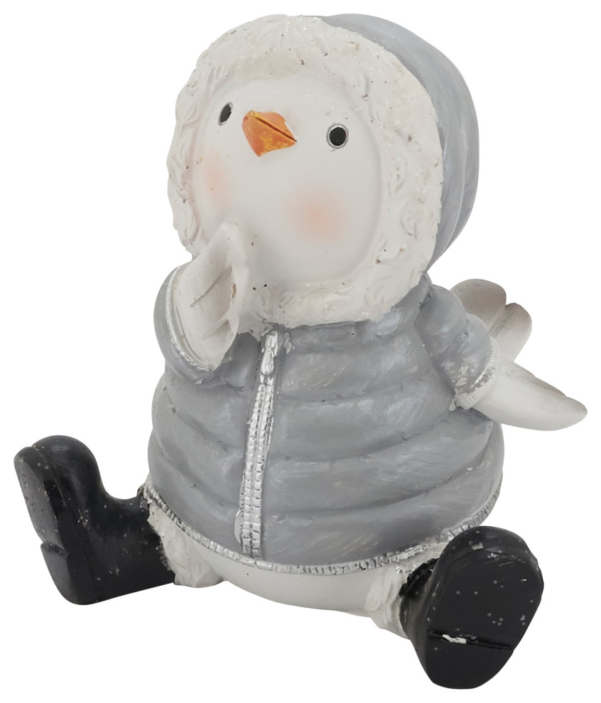 Bird with Snow Jacket Home Accent Modern Holiday Accents And