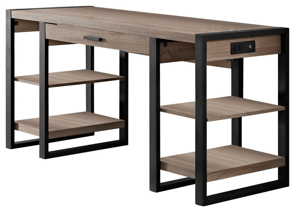 Leandro Urban Blend Computer Desk With Shelves Industrial