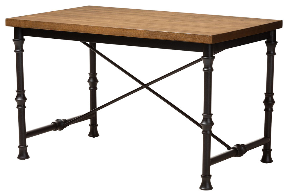 Lionel Rustic Industrial Wood And Dark Bronze Criss Cross Desk