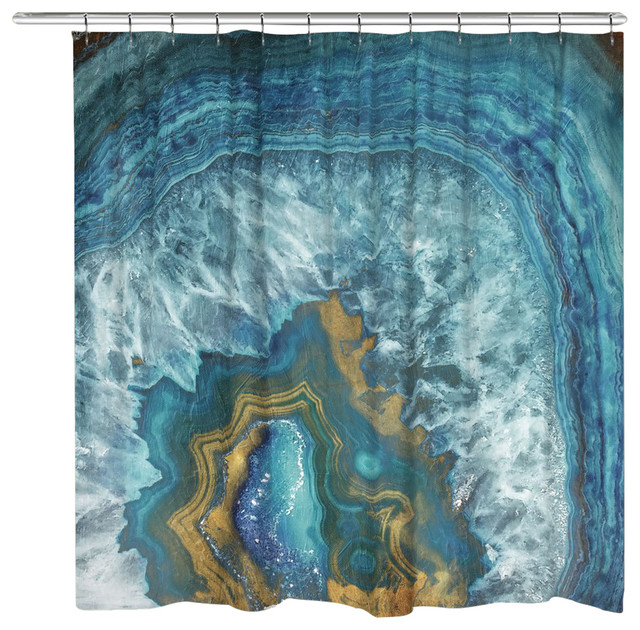 blue gold shower curtain