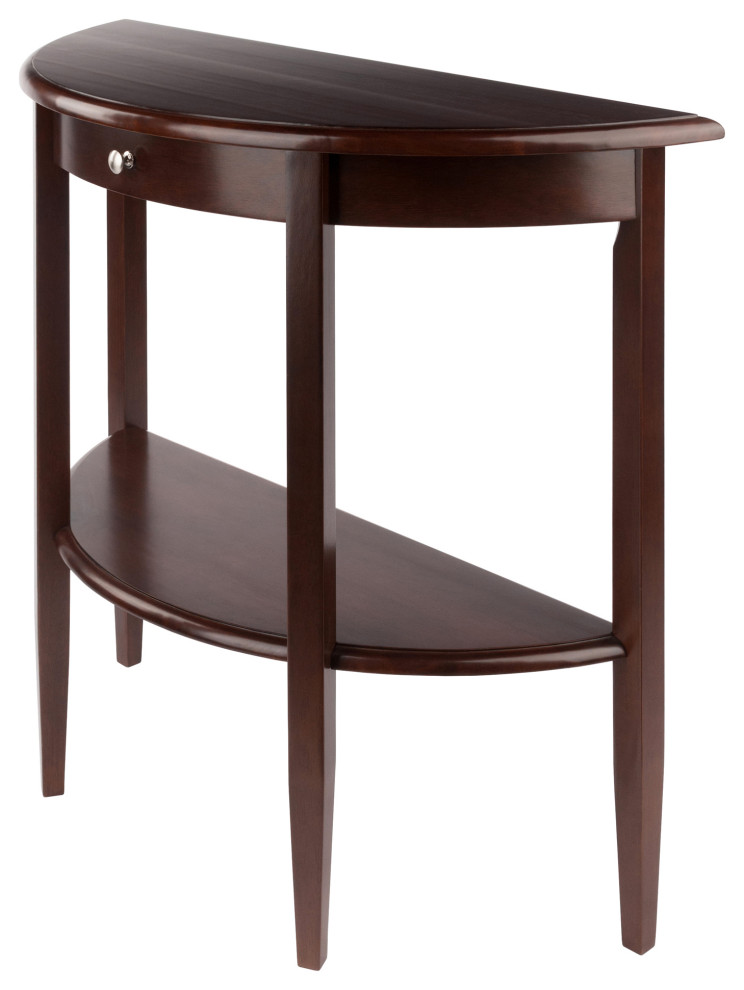 Concord Hall / Console Table, Half Moon with Drawer, Shelf