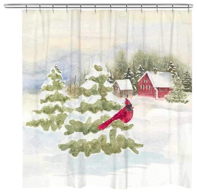 Cardinal Winter Day Shower Curtain Farmhouse Shower Curtains by Laural Home Houzz