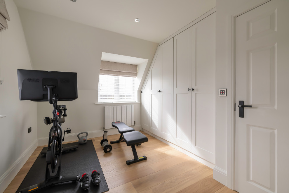 Design ideas for a large transitional home gym in Essex.