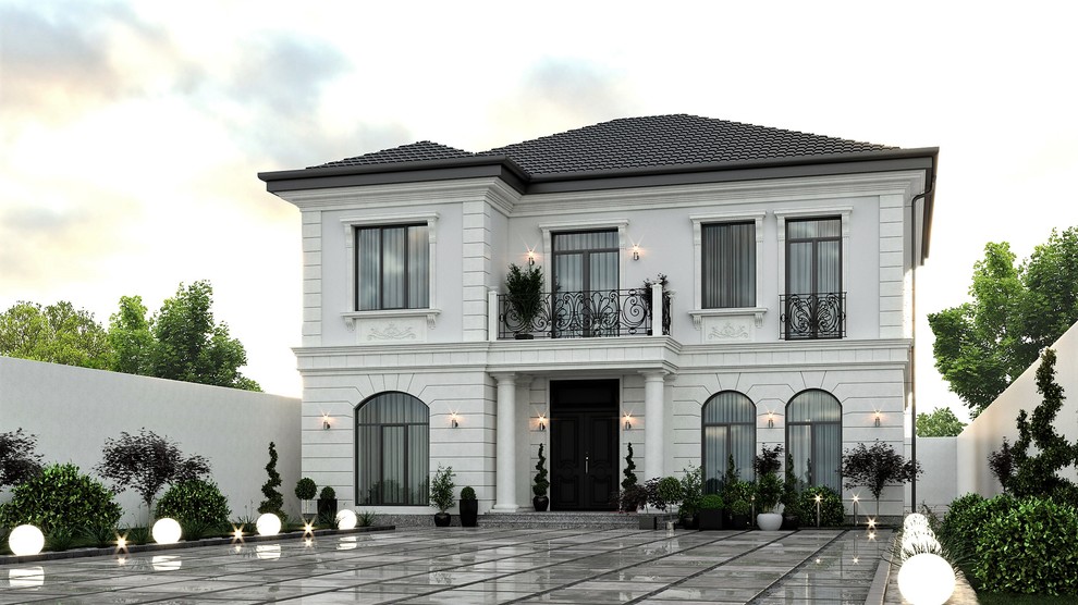 Двухэтажный дом в классическом стиле