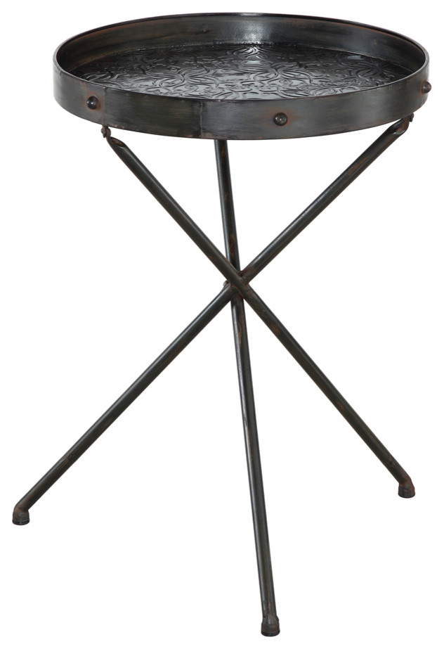 Powell Foundry Antique Pewter Metal Foldable Tray Table