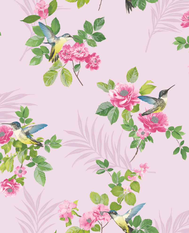 Juniper Pink Botanical Wallpaper Sample - Tropical - Wallpaper - by ...