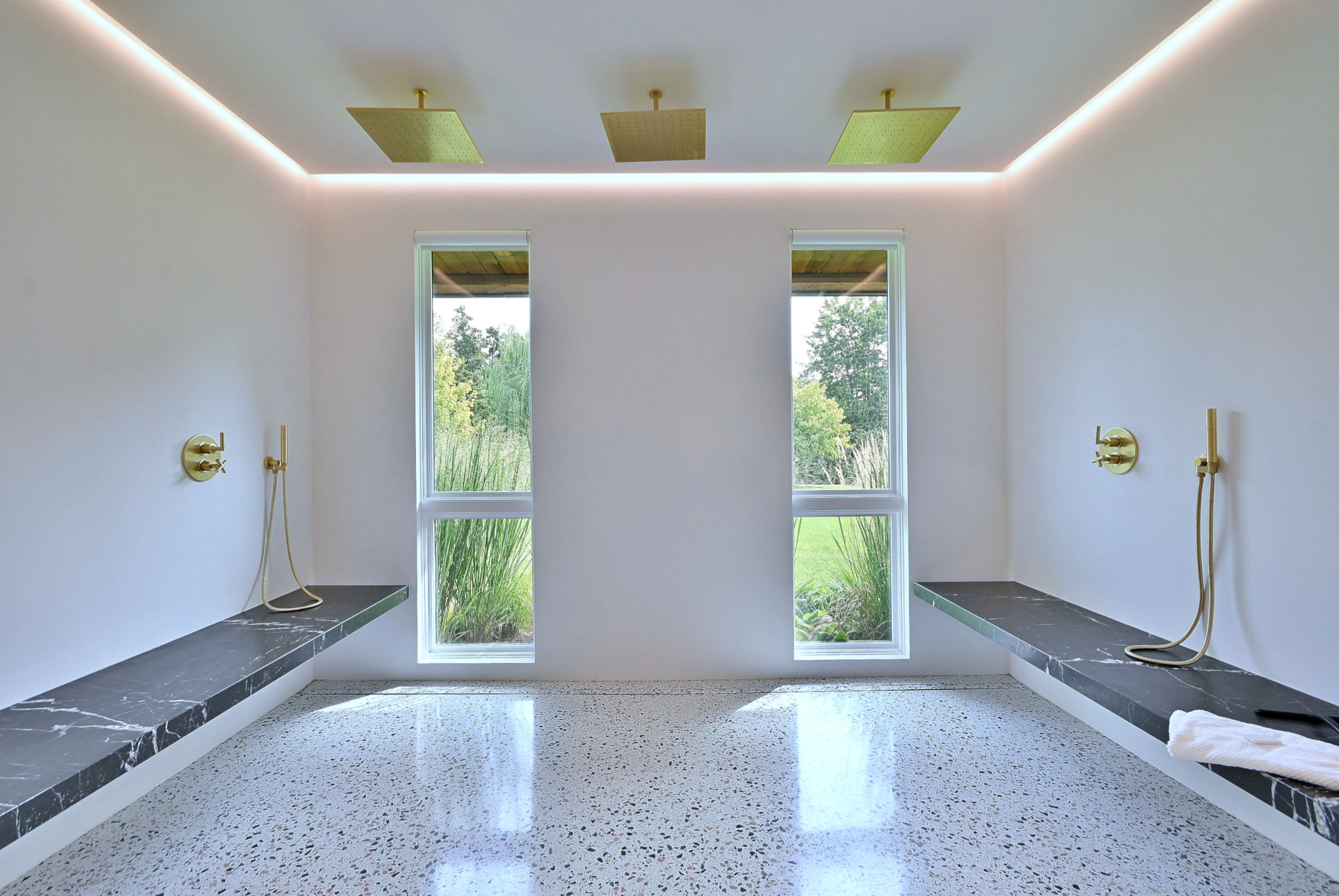 Modern Terrazzo Shower Room with Floating Details