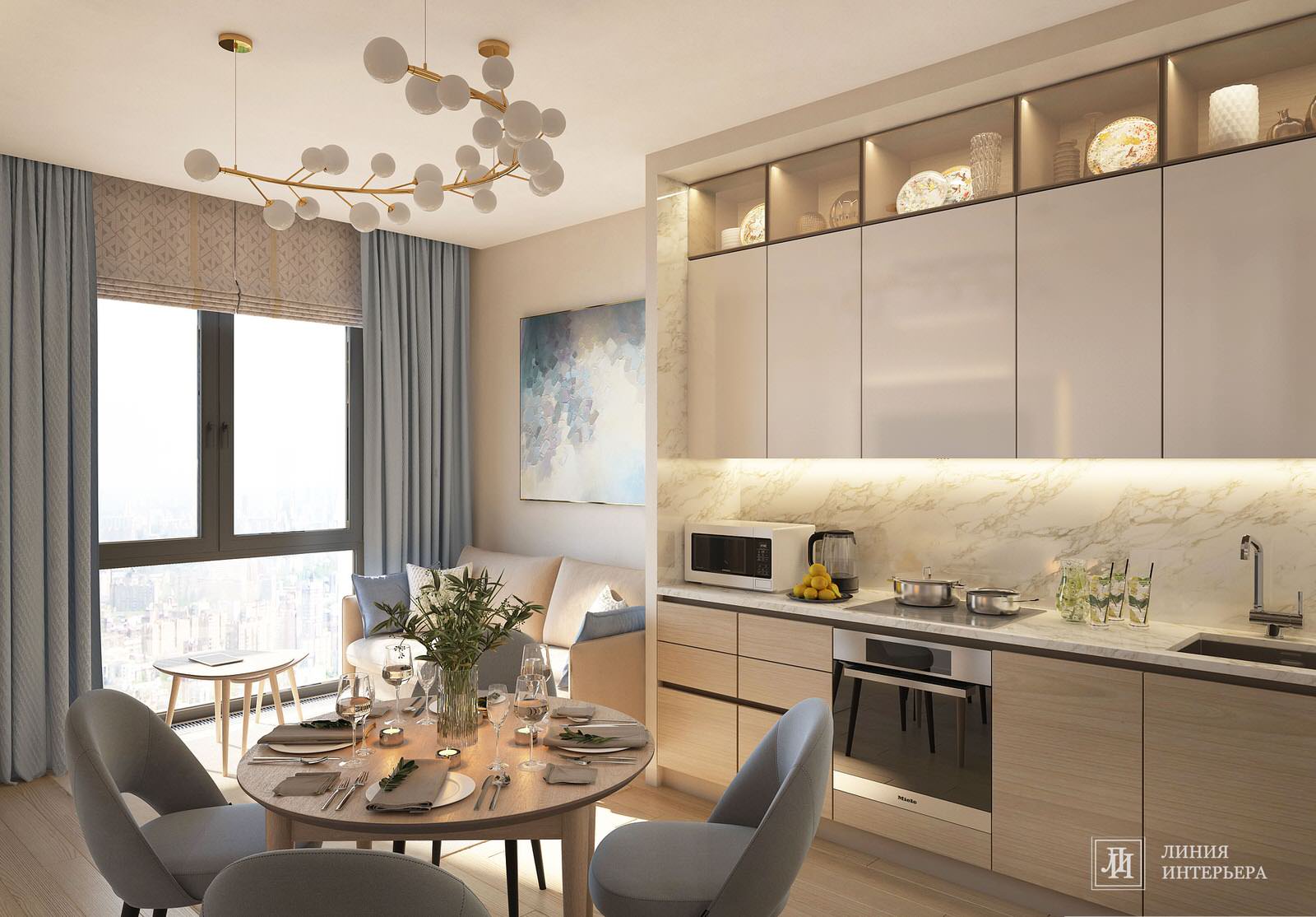 Современный интерьер однокомнатной квартиры