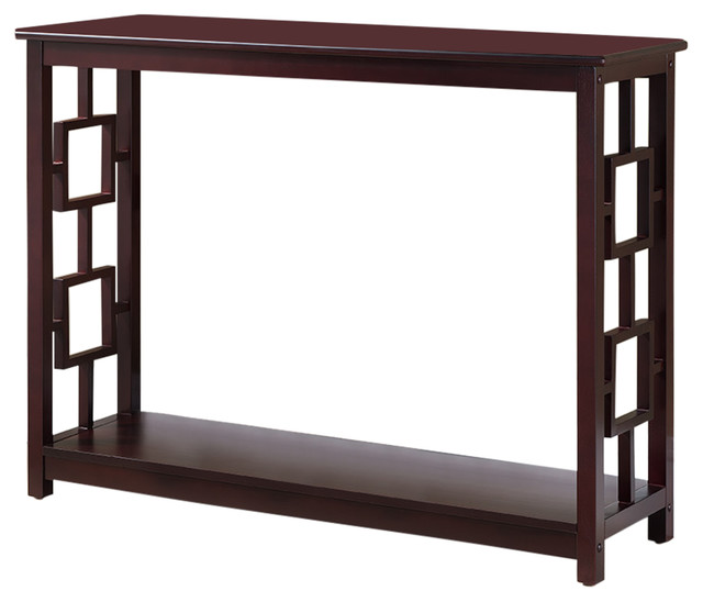 Cornelis Wood Console Table, Dark Cherry Transitional Console Tables by Pilaster Designs