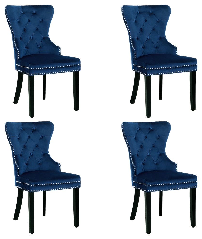 Velvet Upholstered Tufted Dining Chairs (Set of 4) for Kitchen Home
