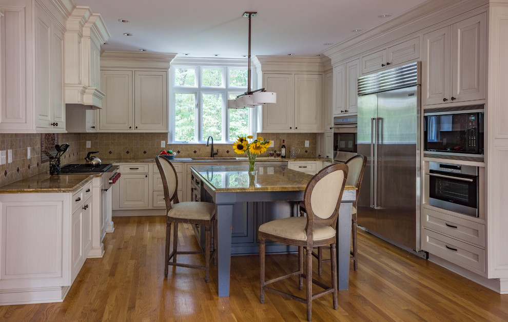 Inspiration for a large transitional kitchen remodel in Boston