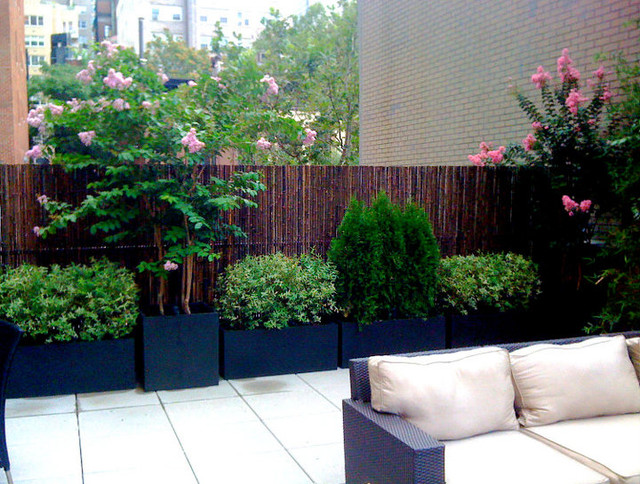 Nyc Roof Garden Bamboo Fence Terrace Deck Paver Patio