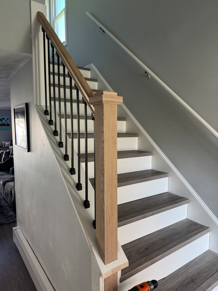 White Shell Color On Stairs Railing What color should I stain the post and railing? | Houzz Forum