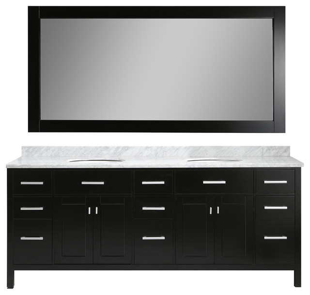 London 84" Double Sink Vanity Set Transitional Bathroom Vanities