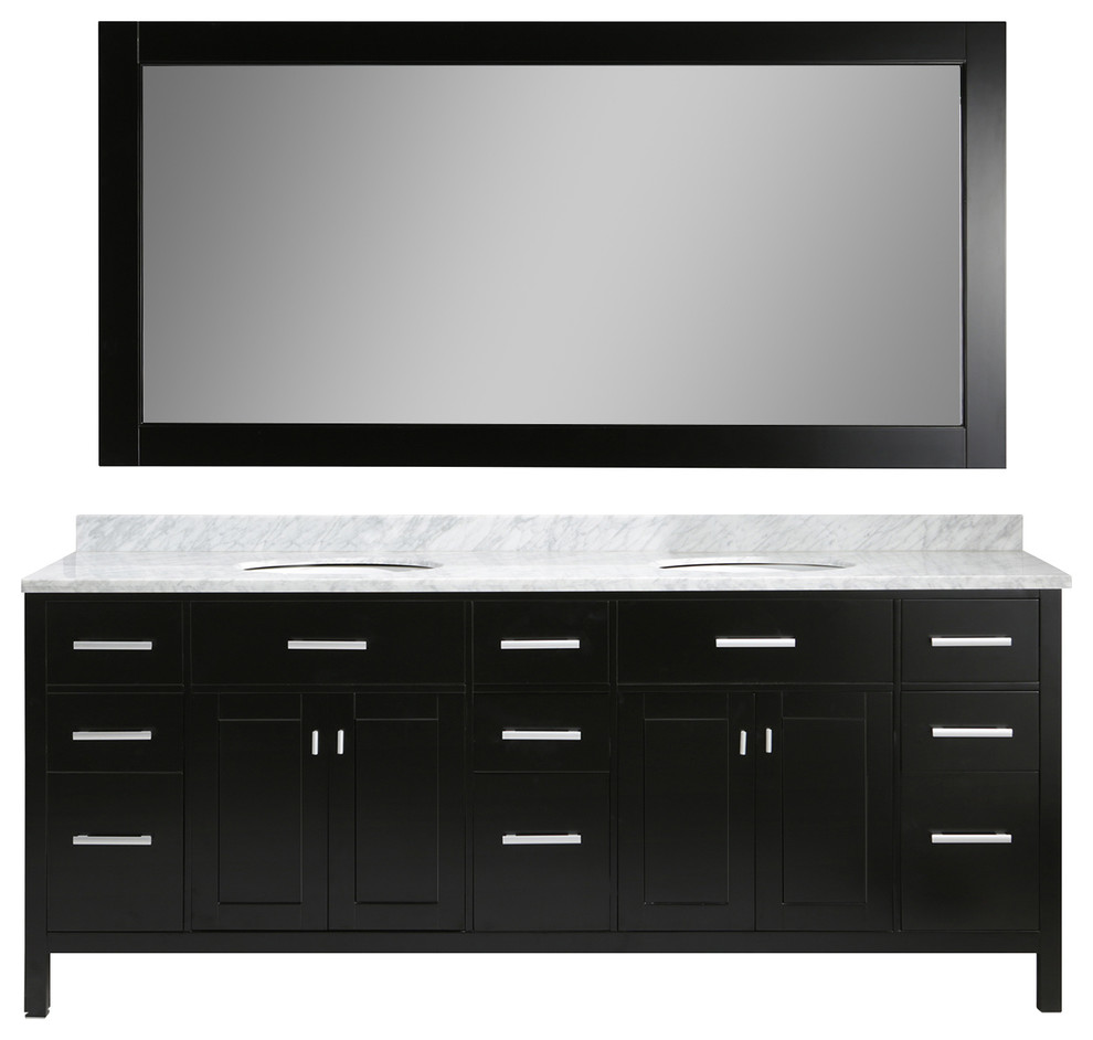 London 84" Double Sink Vanity Set Transitional Bathroom Vanities