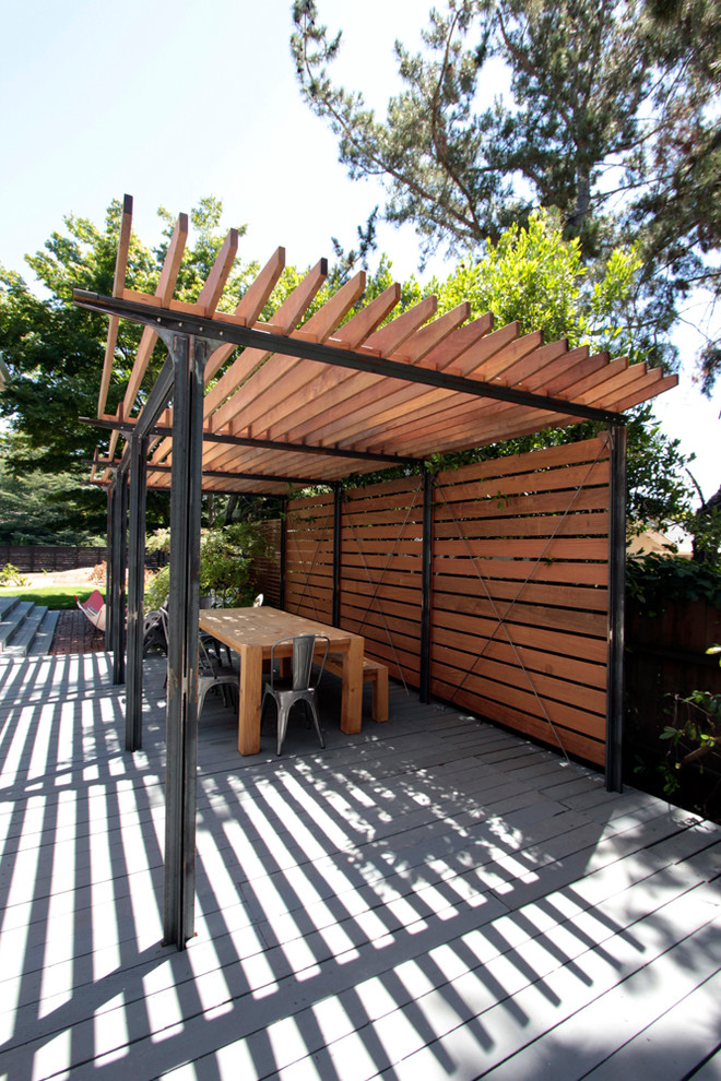 Inspiration for a modern backyard patio remodel in San Francisco with a pergola