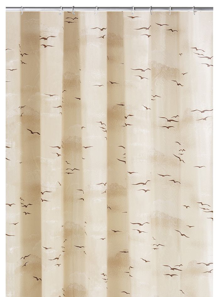 Contemporary PVC Shower Curtain, Sky, Caramel, Stall