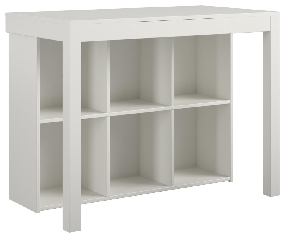 Ameriwood Home Ira Computer Desk With Cubbies, White Transitional
