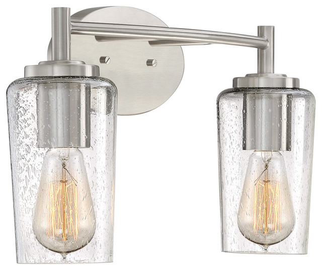 Edison Bath Light, Bath Fixture 2Light Brushed Nickel Transitional
