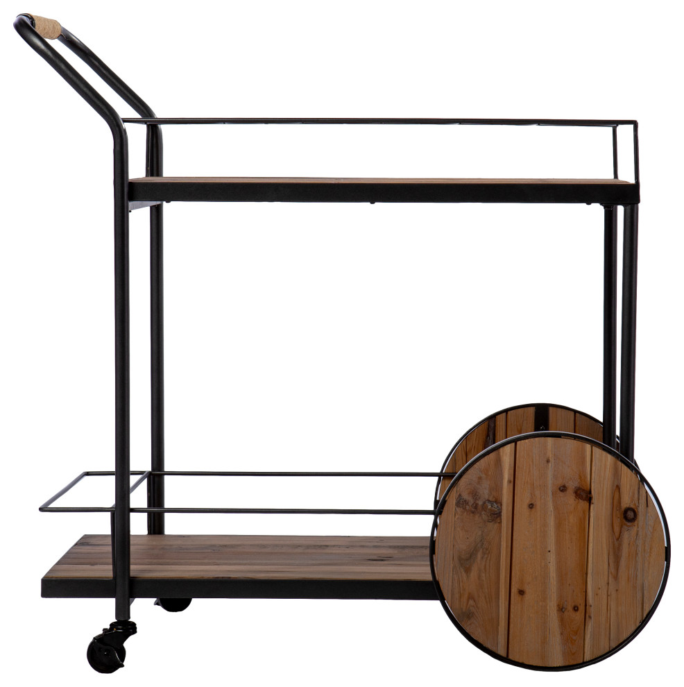 Beverley Reclaimed Wood Bar Cart - Industrial - Bar Carts - by SEI | Houzz