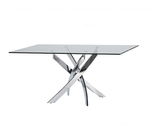 Modrest Pyrite Modern Rectangular Glass Dining Table
