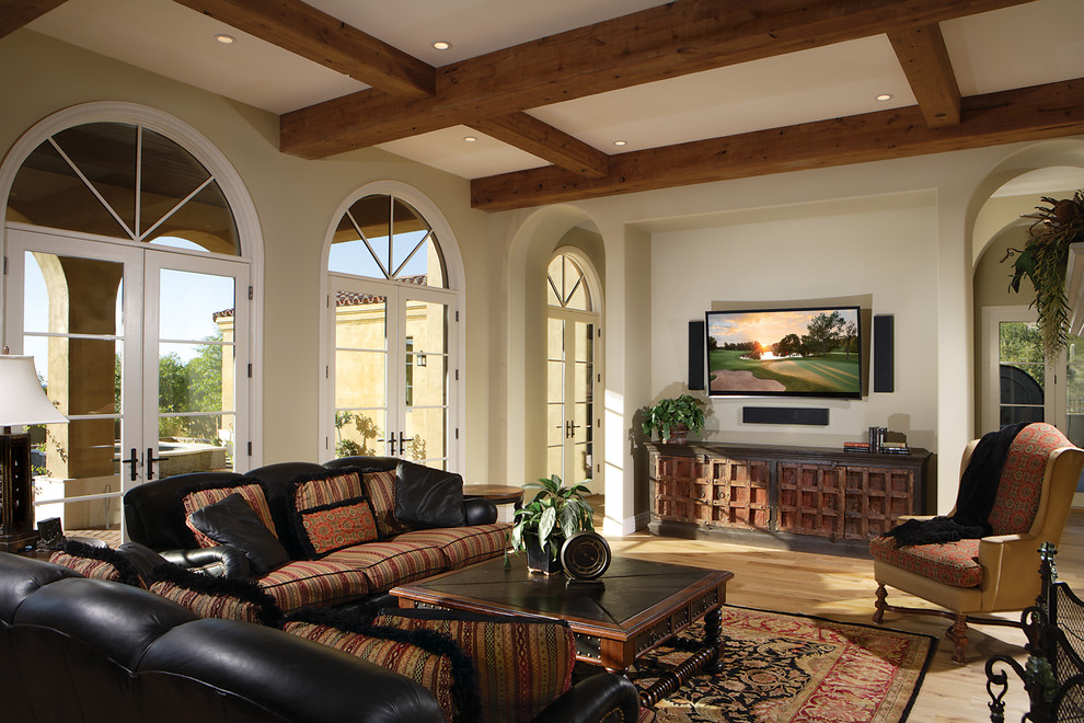 Large mediterranean living room in Phoenix.