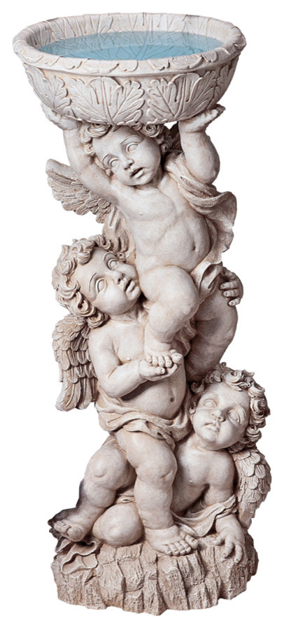 Three Cherubs With Decorative Urn Garden Size Statue